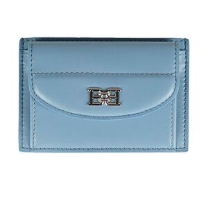 Bally Light Blue Leather Card Holder Coin Purse Wallet Minimalist Chic NEW NIB
